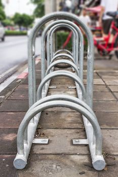 Bike Parking Rack ,Photo of a bicycle parking rack in Bangkok Thailand.