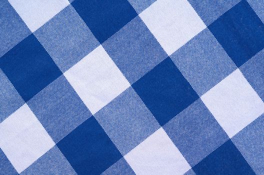 Abstract Background Texture Of A Blue And White Checkered Picnic Blanket Or Tablecloth