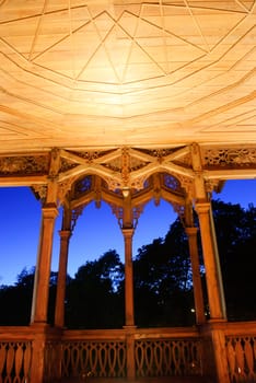 historical garden house at night