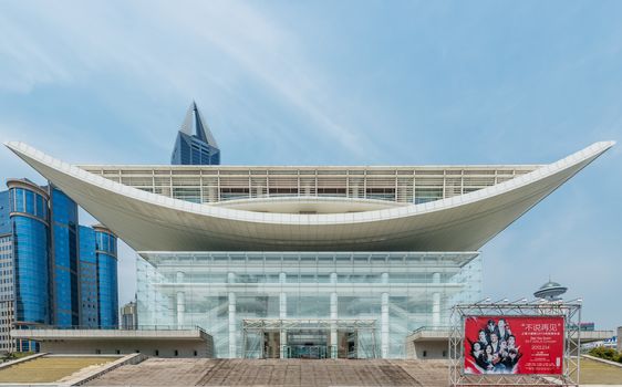 Shanghai, China - April 7, 2013: The Shanghai Grand Theatre on people square at the city of Shanghai in China on april 7th, 2013