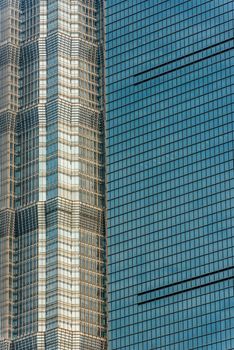 architecture details skyscrapers building  Jin Mao Tower  Shanghai World Financial Center  pudong shanghai china