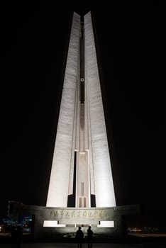 Shanghai, China - April 7, 2013: Monument to the People s Heroes a memorial for those died during  the Opium Wars at the city of Shanghai in China on april 7th, 2013