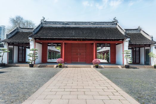 detail of Wen Miao confucian confucius temple in shanghai china popular republic