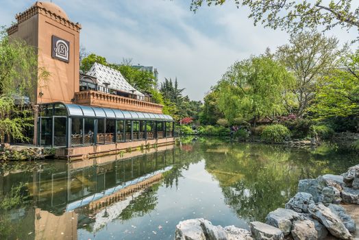 Shanghai, China - April 7, 2013: barbarossa restaurant in people's park  at the city of Shanghai in China on april 7th, 2013