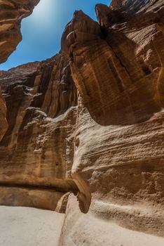 the siq path in nabatean petra jordan middle east