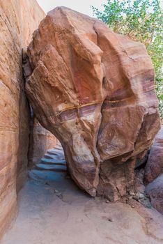 rock and starway in nabatean petra jordan middle east