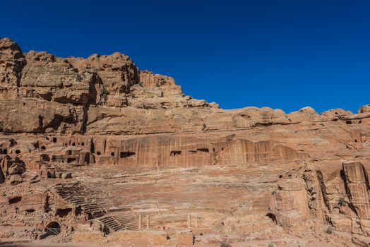 roman theater arena  in nabatean petra jordan middle east