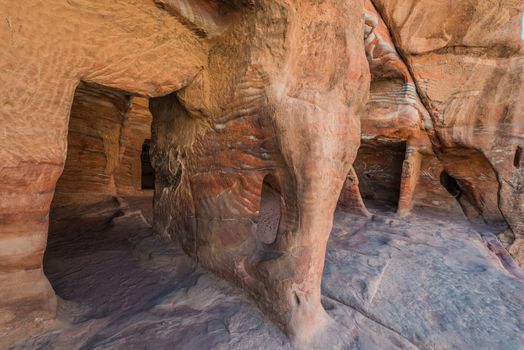rocks caves in nabatean petra jordan middle east