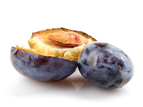 Plums On A White Background