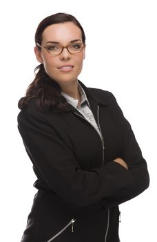 Mixed Race Businesswoman Isolated on White Background.