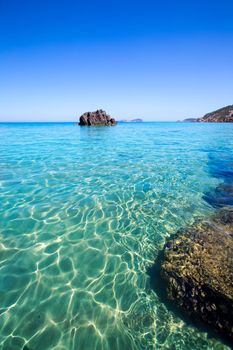 Ibiza Aigues Blanques Aguas Blancas Beach at Santa Eulalia Balearic Islands of spain