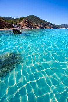 Ibiza Aigues Blanques Aguas Blancas Beach at Santa Eulalia Balearic Islands of spain