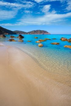 Ibiza Aigues Blanques Aguas Blancas Beach at Santa Eulalia Balearic Islands of spain