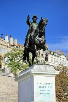 General Dufour statue erected in 1884, national hero, place Neuve, Geneva, Switzerland.