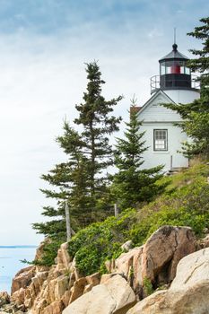 The Bass Harbor Light Station was built in 1858 and is one of several working stations around the Mount Desert Island in Maine.