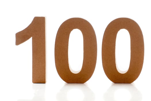 Number hundred on a white background