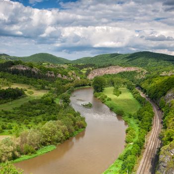 View from the hill into the valley with the Berounka river