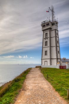 Famous abbey ruins and lighthouse ,Pointe de Saint-Mathieu, Brittany, France