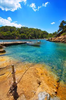 Ibiza Cala Mestella Mastella in Santa Eularia des Riu at Balearic islands