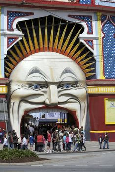 Luna Park in Melbourne and Sydney Australia Lunapark Entertaining Carrousel Rides During the Holidays