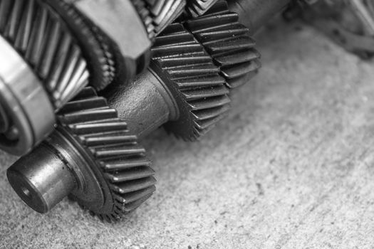 Close up of metal gears for background