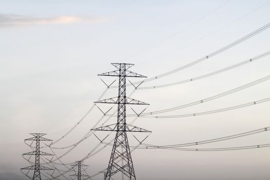 Power transmission tower line of electricity distribution