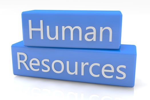 Blue box concept: Human Resources on white background