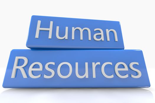 Blue box concept: Human Resources on white background