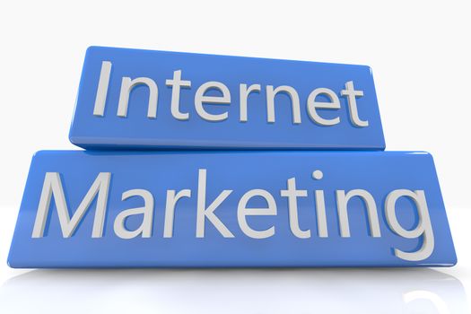 Blue box concept: Internet Marketing on white background