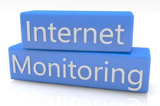 Blue box concept: Internet Monitoring on white background