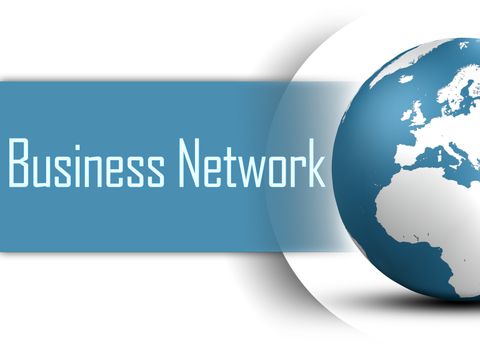 Business Network concept with globe on white background