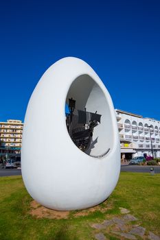 Ibiza san Antonio Abad de Portmany egg square statue downtown Baearic Islands