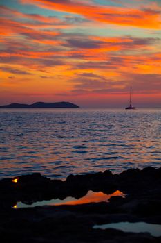 Ibiza san Antonio Abad de Portmany sunset with in Balearic islands of spain