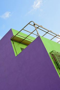 Colorful house iin abstract under blue sky