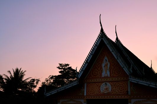 Roof temple in sunset at Thailand
