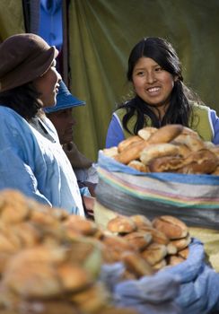 Local women on a market in the city of La Paz in Bolivia.