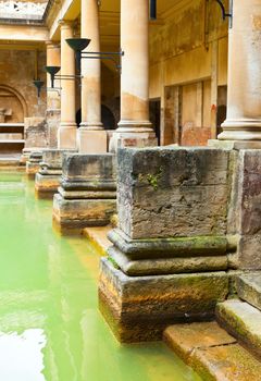 Roman Baths Great Bath pillars