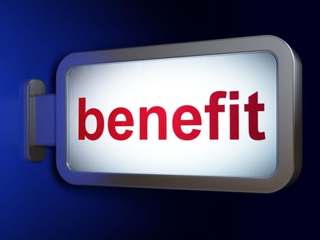 Finance concept: Benefit on advertising billboard background, 3d render