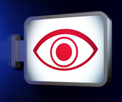 Privacy concept: Eye on advertising billboard background, 3d render