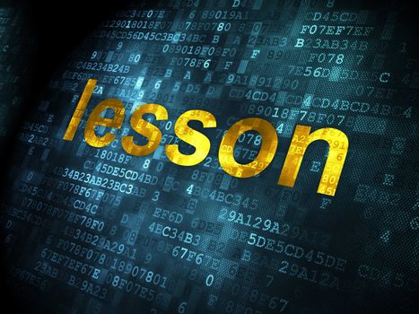 Education concept: pixelated words Lesson on digital background, 3d render