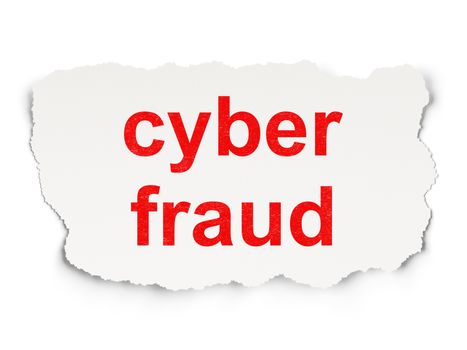 Security concept: torn paper with words Cyber Fraud on Paper background, 3d render
