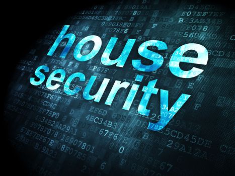 Privacy concept: pixelated words House Security on digital background, 3d render