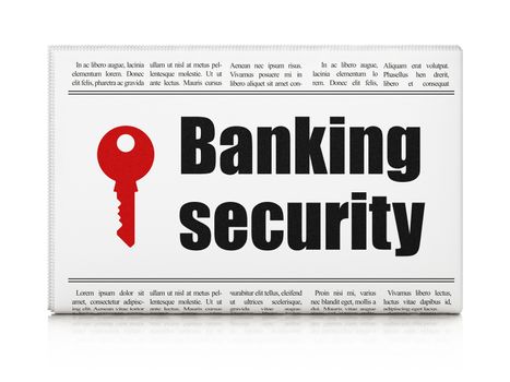 Privacy news concept: newspaper headline Banking Security and Key icon on White background, 3d render
