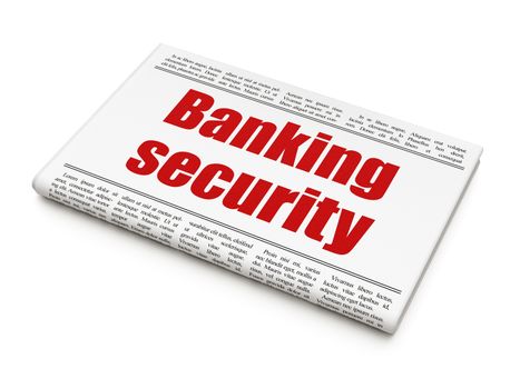 Protection news concept: newspaper headline Banking Security on White background, 3d render
