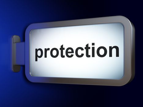 Protection concept: Protection on advertising billboard background, 3d render