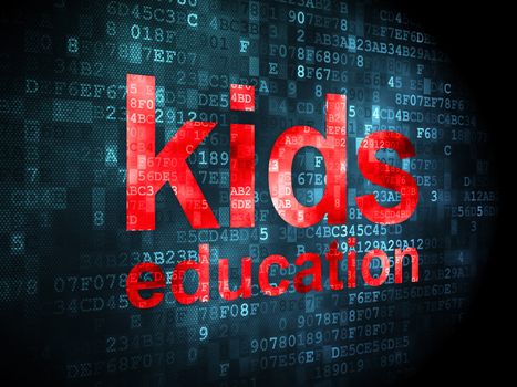 Education concept: pixelated words Kids Education on digital background, 3d render