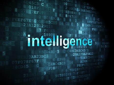 Education concept: pixelated words Intelligence on digital background, 3d render
