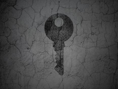 Security concept: Black Key on grunge textured concrete wall background, 3d render