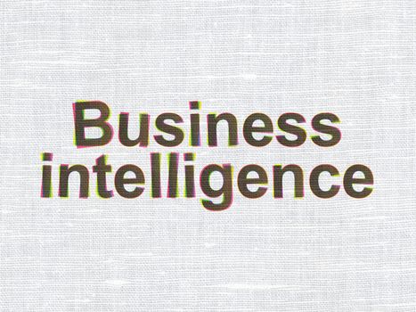 Finance concept: CMYK Business Intelligence on linen fabric texture background, 3d render