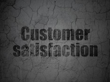 Marketing concept: Black Customer Satisfaction on grunge textured concrete wall background, 3d render